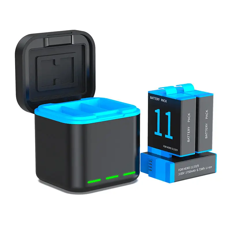 بطارية بديلة ليثيوم أيون مفككة بالكامل بسعة 1750 مللي أمبير لكاميرات الحركة GoPro Hero 9 Hero 10 وHero 11.